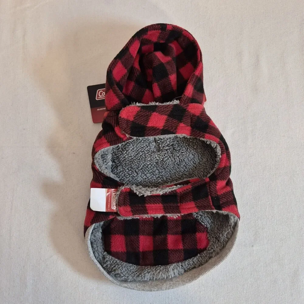 Coleman Pet Plush Jacket Size S Fleece Lined Red Buffalo Check
